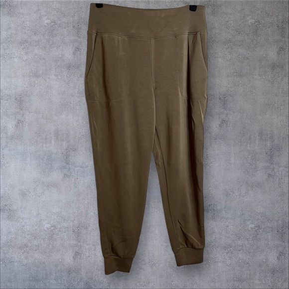 Sage Green Track Pants with Tapered Legs - Picture 1 of 4
